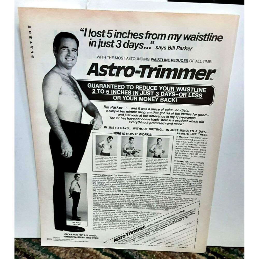1978 Astro Trimmer Waistline Reducer Original Print Ad vintage